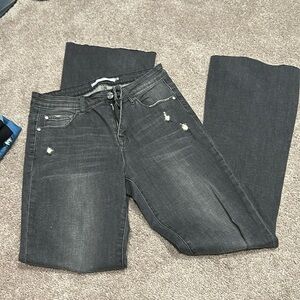 Tractr charcoal wash boot leg jeans